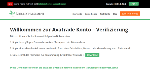 Die Verifizierung bei AvaTrade im Überblick