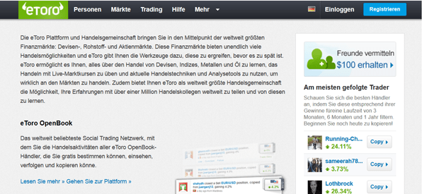 Handelsplattformen bei eToro
