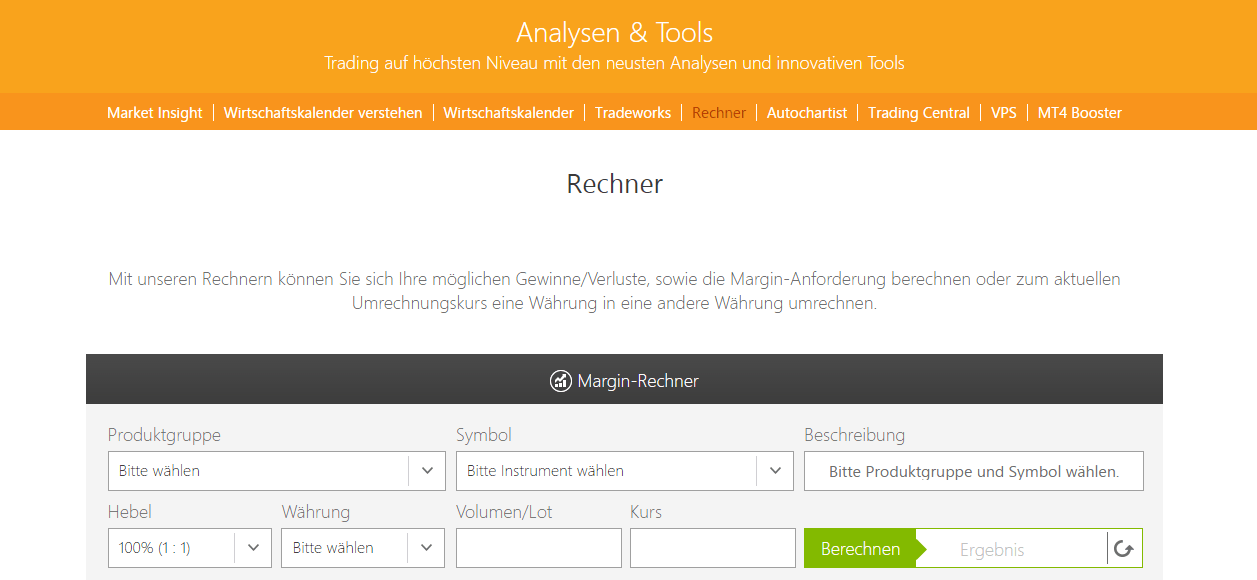 GKFX Margin Rechner