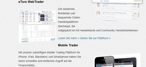 Die eToro Trading Plattform ist sehr übersichtlich aufgebaut