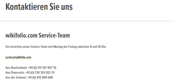 wikifolio Kontakt Support