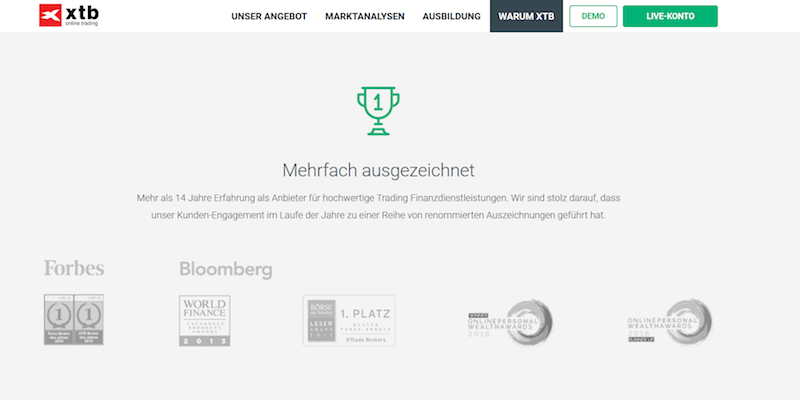 Auszeichnungen von XTB im Überblick