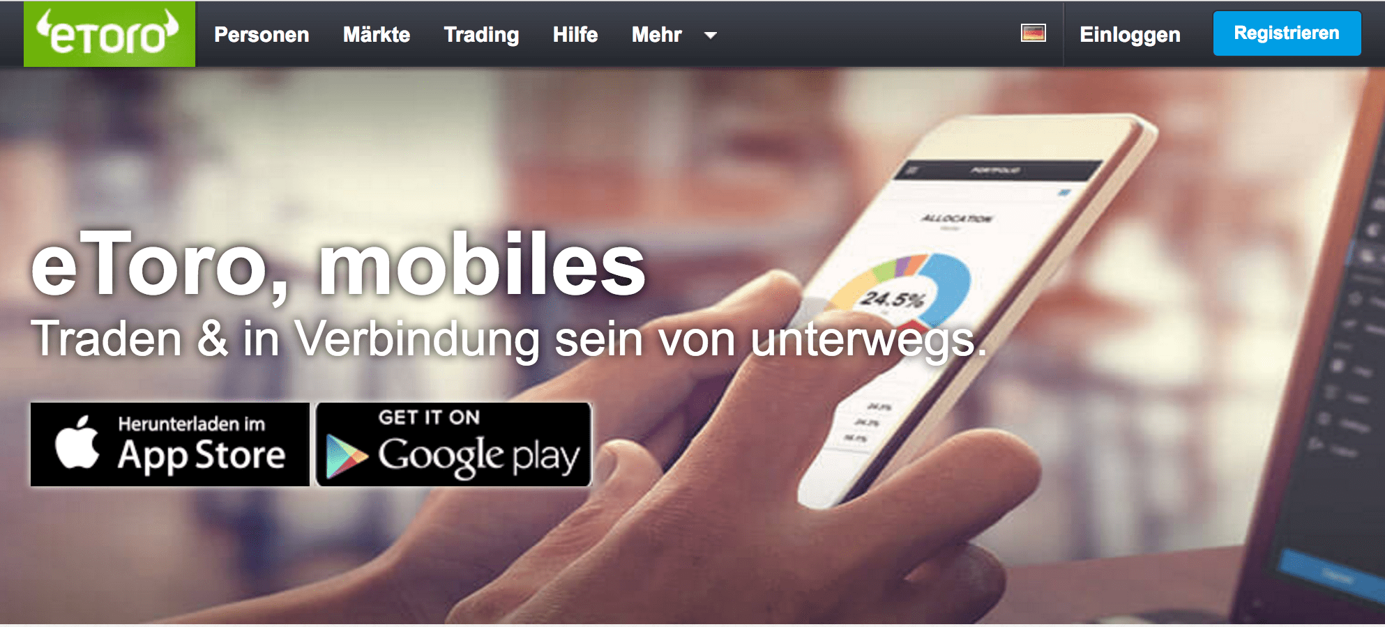 eToro mobiler Handel