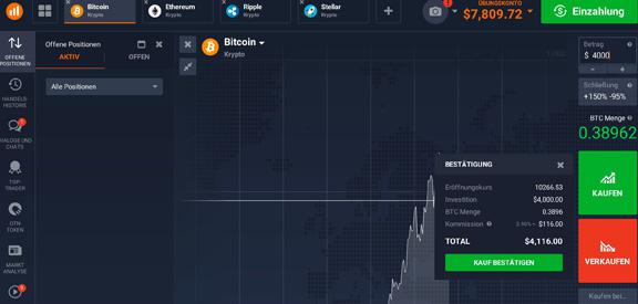  IQ Option Demo Konto BTC Trade