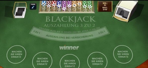 Demo Blackjack online bei Winner.