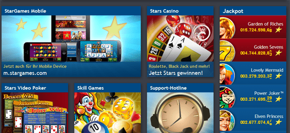 Bunte Produktpalette bei Stargames