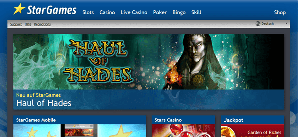 Die Webseite des Online Casino Anbieters Stargames