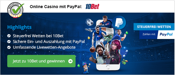 PayPal Casino mobil Empfehlung 10Bet