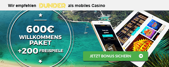 Dunder Casino mobiler Bonus