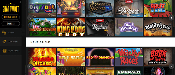 Shadowbet Casino Spiele Angebot