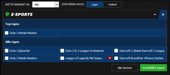 Esport Wetten legal 10bet