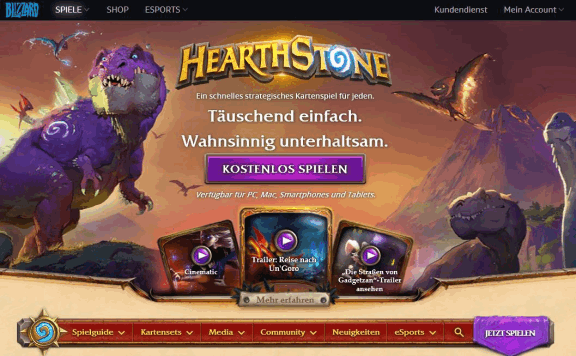 Blizzard battle.net Homepage Hearthstone