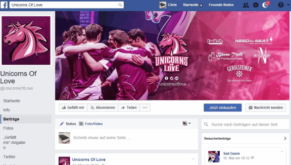 Unicorns of Love Esport-Team Facebook-Kanal