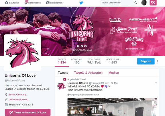Unicorns of Love Esport-Team twitter-Kanal