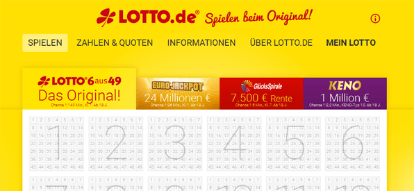 Die Website von Lotto.de