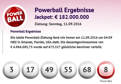 Ergebnisanzeige von EuroLotto