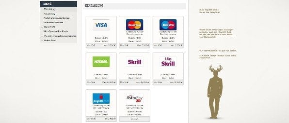 Superlenny bietet eine Vielzahl an Zahlungsmethoden wie beispielsweise Kreditkarten und e-Wallets