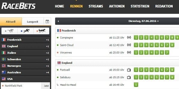 Racebets siegt im Pferderennen Wettseiten Vergleich 