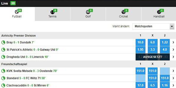 Livewetten bei betfair