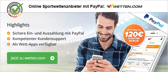 Sportwettenanbieter mit PayPal Empfehlung wetten.com