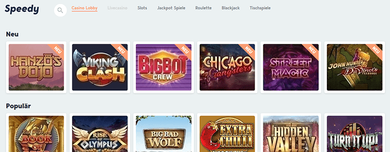 Ein Speedy Bet Casino ist ebenfalls im Angebot